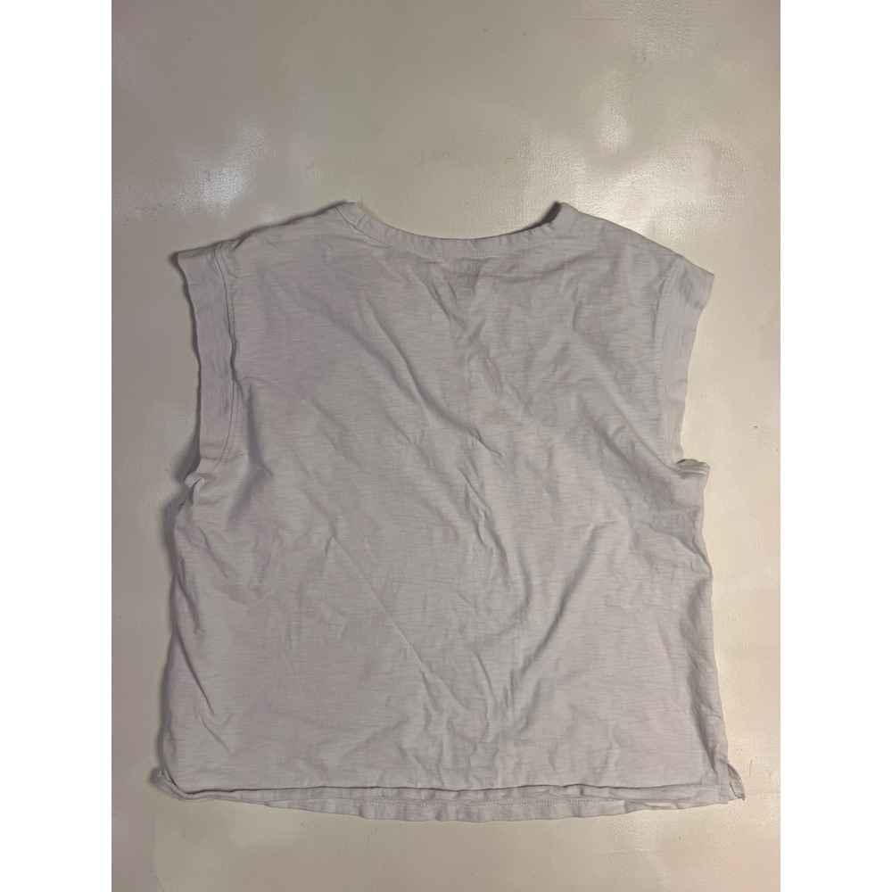 Time and Tru Muscle Tee Women Medium White Excellent Slub Knit Cotton Tank Top